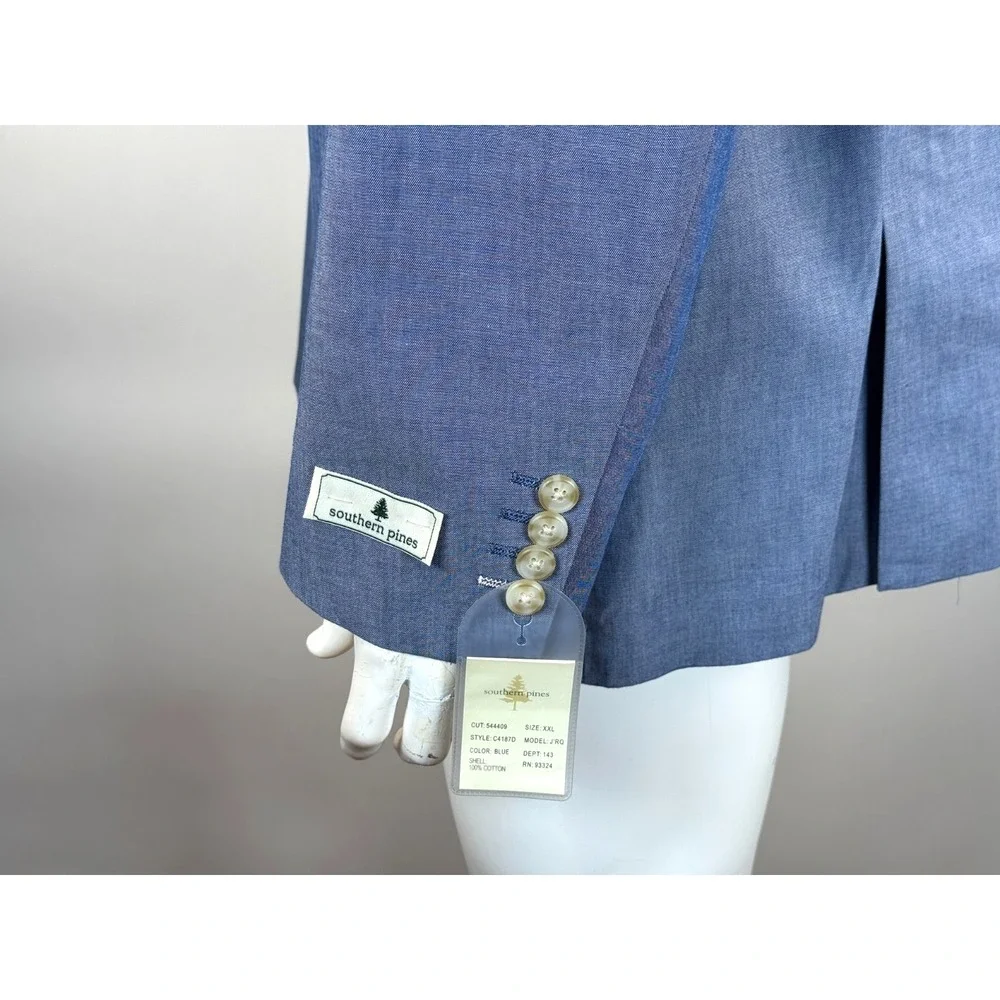 Southern Pines 2-Button Blazer Mnes XXL‎ NWT Lined Double-Vented Cotton Blue